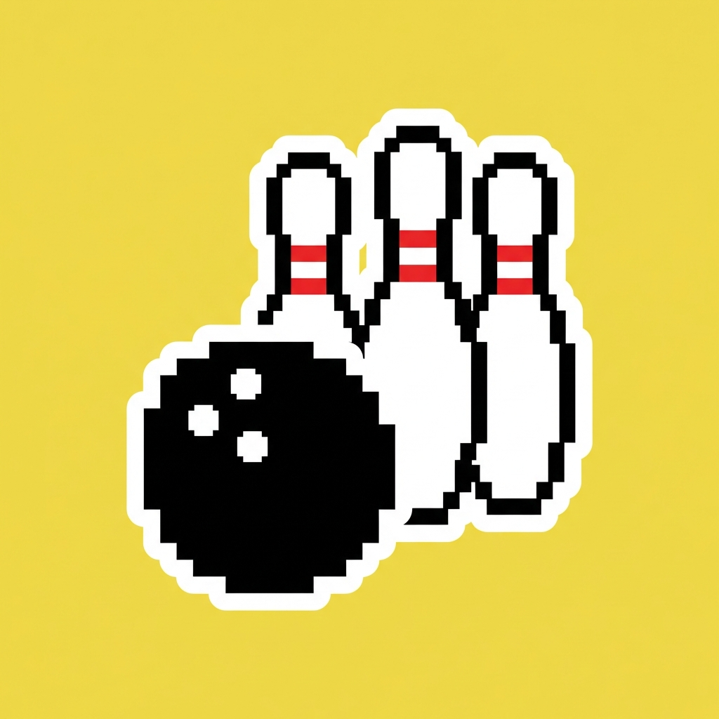Bowling ball and pins